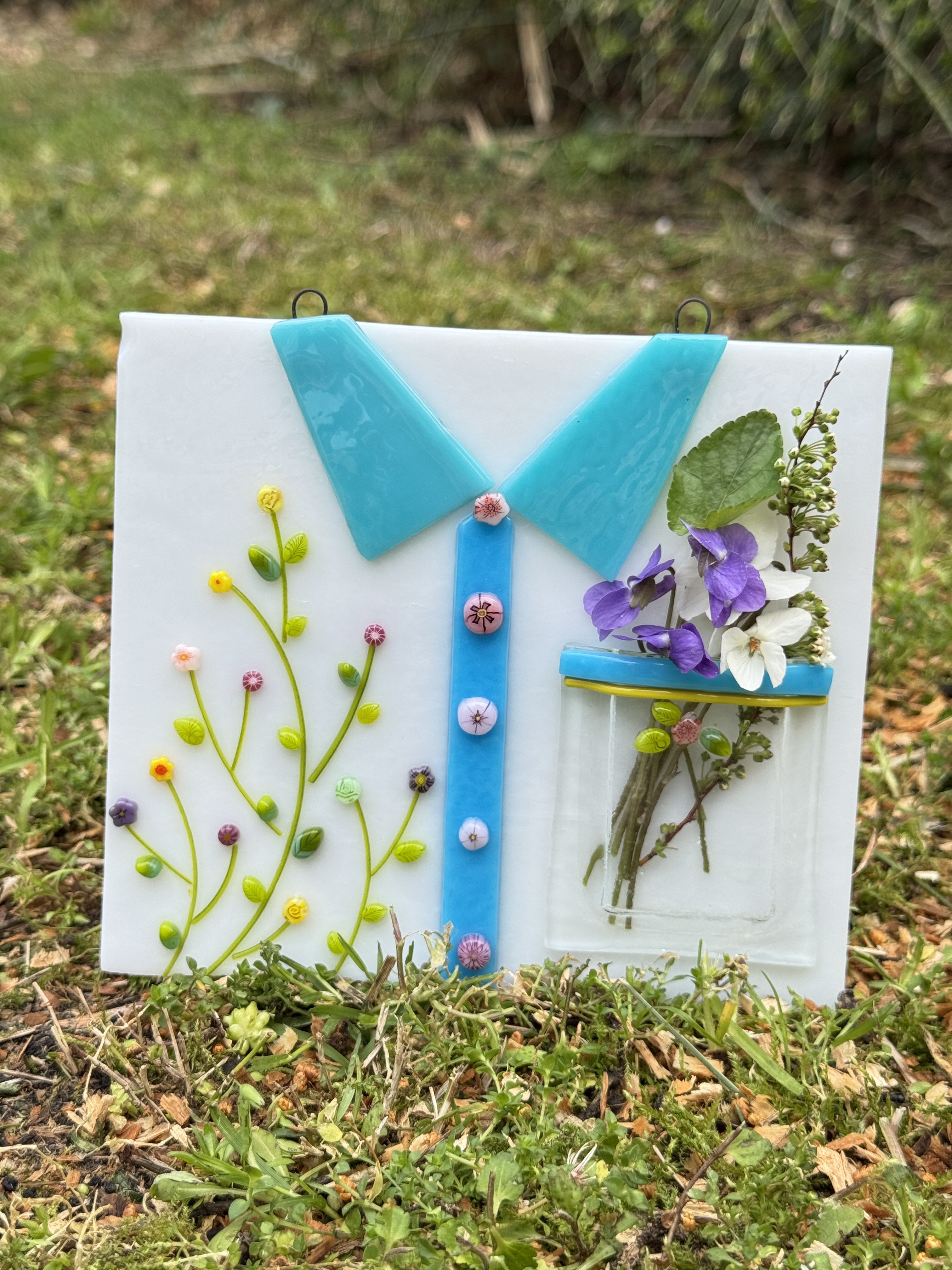 Tabitha’s Glass Emporium "Blumenmuster-Hemdtaschen-Vase"